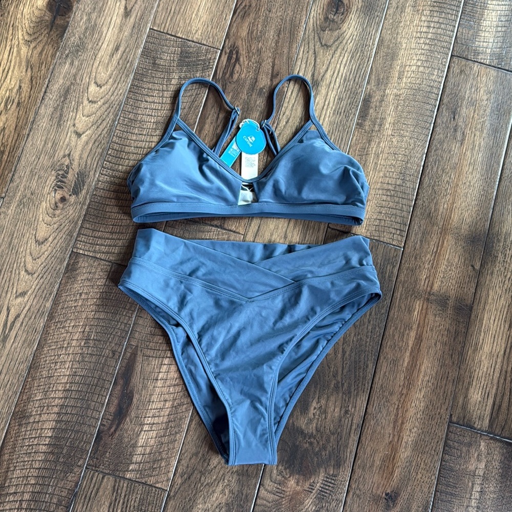 NWT Cupshe Slate Blue Bikini